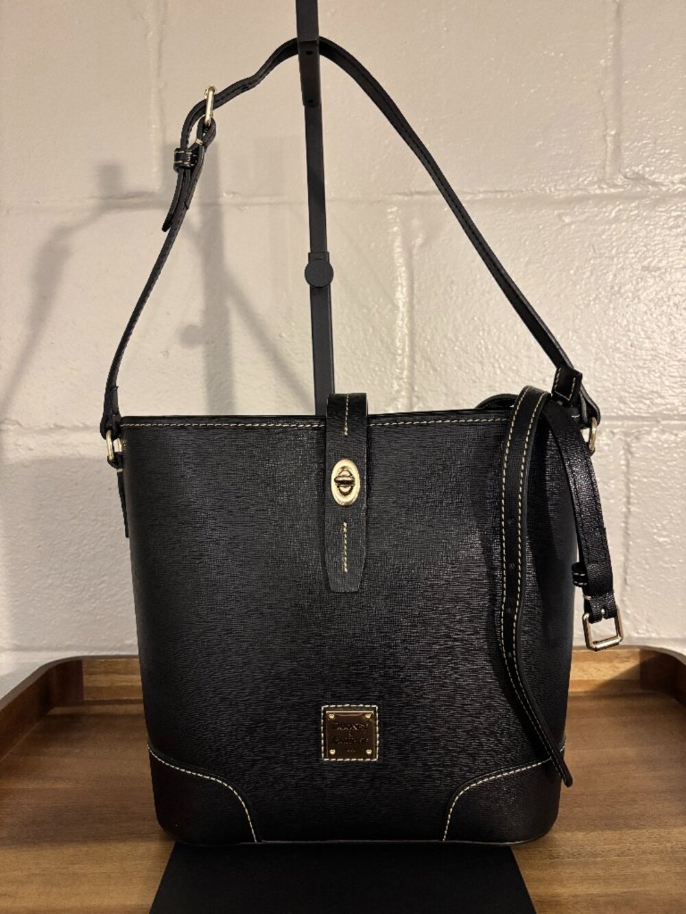 Dooney & Bourke Wexford Black Leather Bucket Shoulder Crossbody